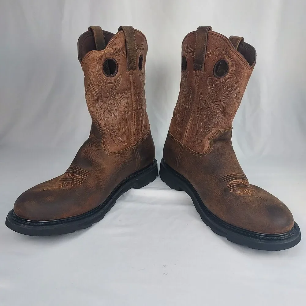 Rocky Farmstead 11in Wellington Work Boot Mens 12W Wide Brown RKYW050
